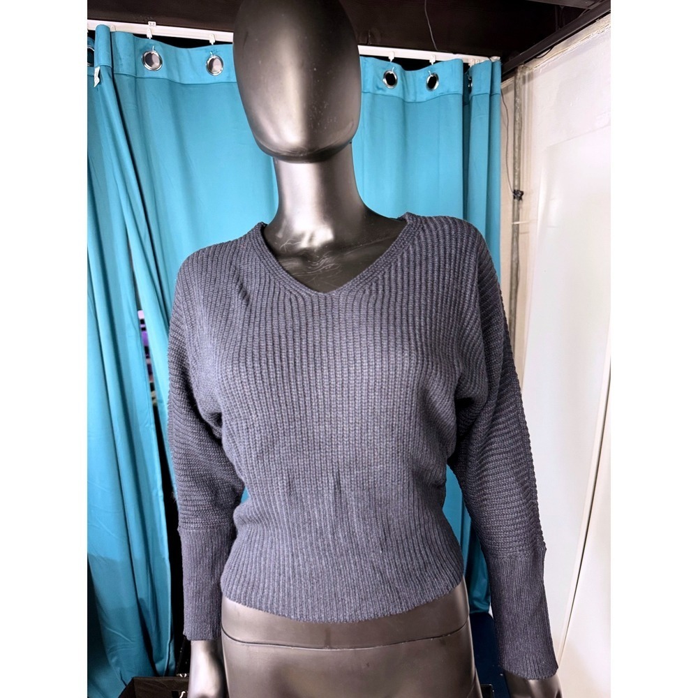 FCT with love Womens V Neck Ribbed Knit Sweater Pullover Back Detail Cozy Casual
